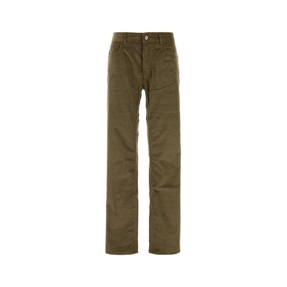 Etro Men Army Green Stretch Corduroy Pant